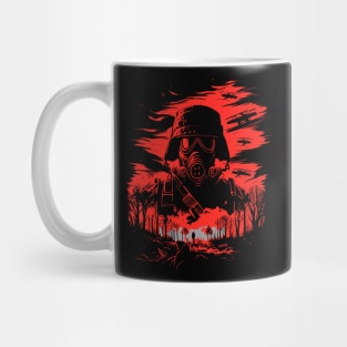 Old German Soldier with Gasmask (Red) Mug